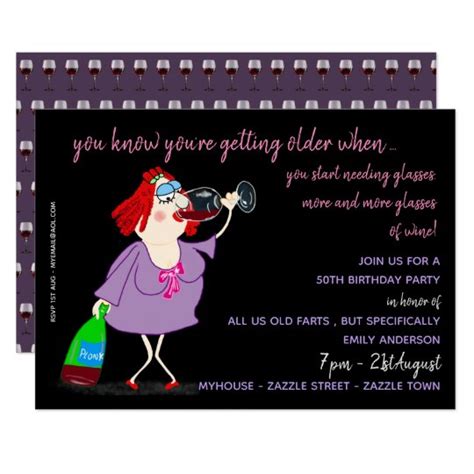 Funny Over The Hill Birthday Invites 50th Woman Uk