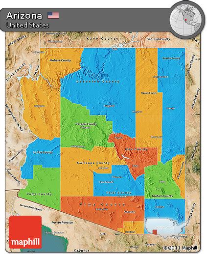 Free Political Map Of Arizona Satellite Outside