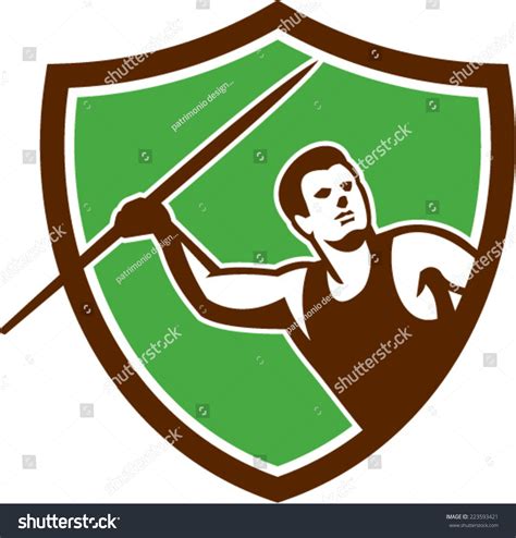 Illustration Track Field Athlete Javelin Throw Stock Vector Royalty