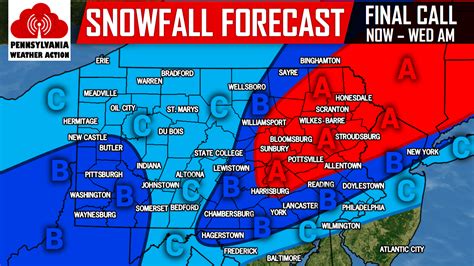 Snowfall Totals And Timing For Tuesdays Snowstorm Pa Weather Action