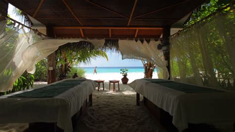 Two Massage Tables In Outdoor Spa On Tropical Beach Stock Footage Video 716857 Shutterstock
