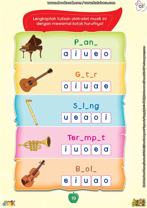 Restarting the game is simple: Melengkapi Nama-Nama Alat Musik dan Mewarnainya | Ebook Anak