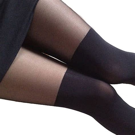 Frogued Black Mixed Colors Gipsy Mock Ribbed Over The Knee Tights Thigh High Pantyhose A