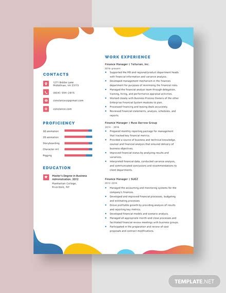 Microsoft word resume templates that you can easily download to your computer, edit to include customizable word resume templates. Finance Manager Resume/CV Template - Word (DOC) | Apple ...