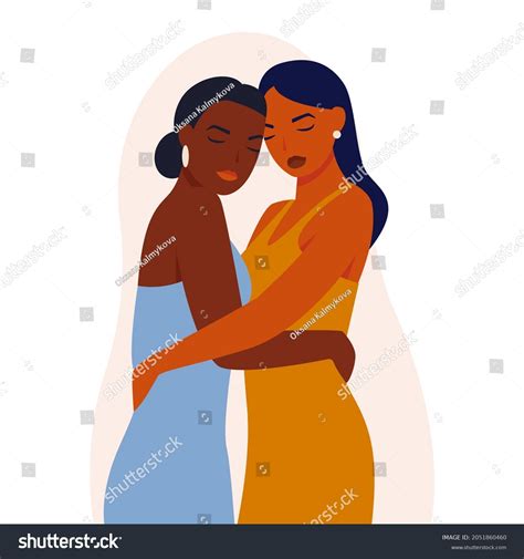 Woman Embraces Her Friend They Look Stock Vector Royalty Free 2051860460 Shutterstock