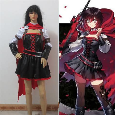 Rwby Cosplay Ruby Rose Costume Red Dress Party Top Skirt Outfit Uniform