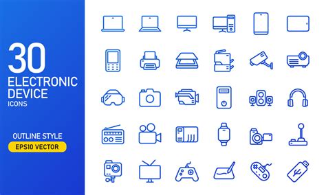 Electronic Device Icon Set In Outlined Style Suitable For Design