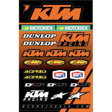 5x Ktm Racing Stickers Decal Sheet