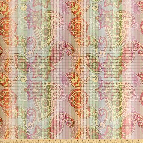 Paisley Fabric By The Yard South Abstract Colorful Motifs With