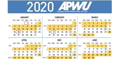 Apwu 2020 Pay And Holiday Calendar Leave Chart 21st Century Postal Worker
