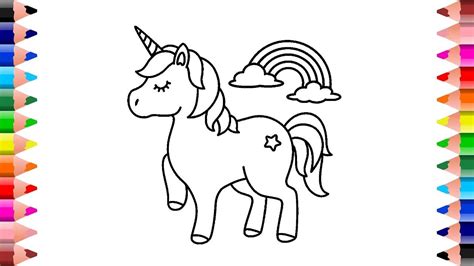 How To Draw Cute Unicorn Unicorn Drawing Easy Unicorn Coloring Page
