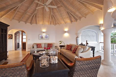 Caribbean Living Room Luxury Interiors With A Veranda Over Looking The
