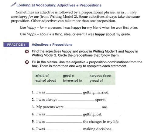 Adjectives Plus Prepositions Exercises Hot Sex Picture