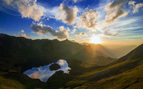 939272 Rocks Plants Slovenia Clouds Sky Alps Sun Sun Rays