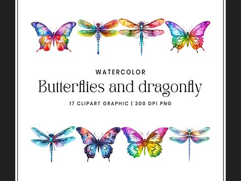 Butterflies And Dragonfly Clipart Bundle Graphic By Designscotch