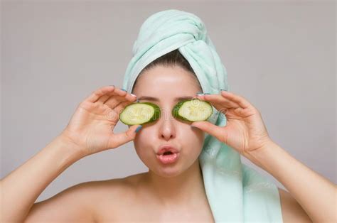 Girl With Cucumbers Spa Naturotherapy Stock Image Image Of Facial
