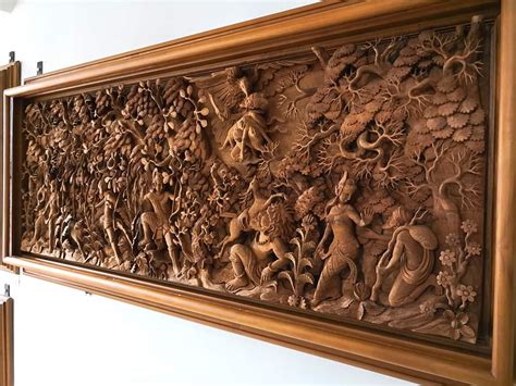 Hiasan Dinding Ukiran Ramayana Kerajaan Jati Furniture
