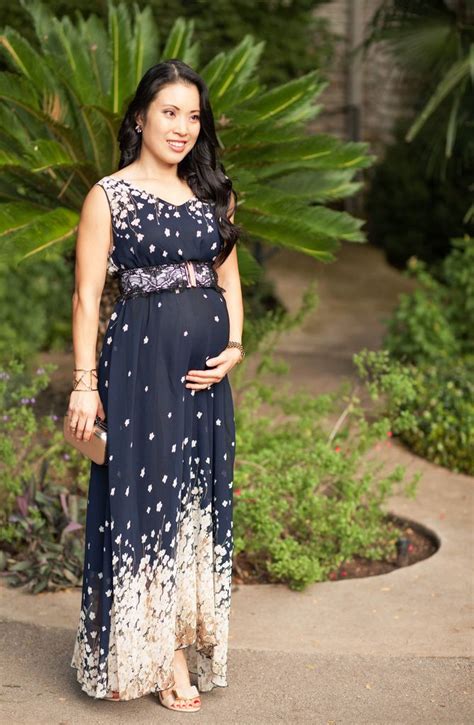 Consider his elegant silk chiffon gown with lace sleeves and a the bump gigmasters the guest the bash how they asked. Navy Chiffon Maxi + Floral Details // Maternity Summer ...