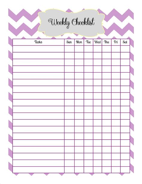 Just A Day In The Life Of Jen Weekly Checklist Printable