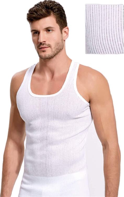 6 Pieces 100 Cotton Mens Undershirt Sleeveless Armpit Shirt