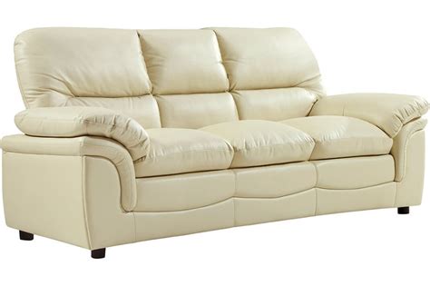 Verona Cream Leather 3 Seater Sofa Furnitureinstore
