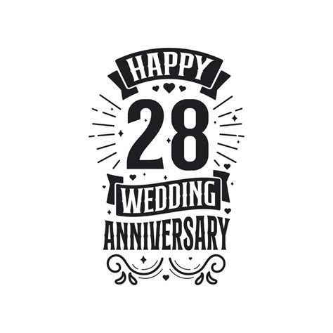 28 Years Anniversary Celebration Typography Design Happy 28th Wedding