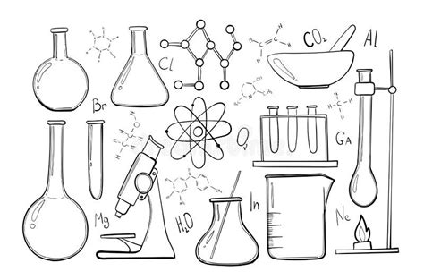 Hand Drawn Science Beautiful Vintage Lab Icons Sketch Set Vector