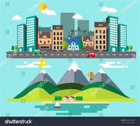 How Different Between Rural Places Urban Stock Vector Royalty Free