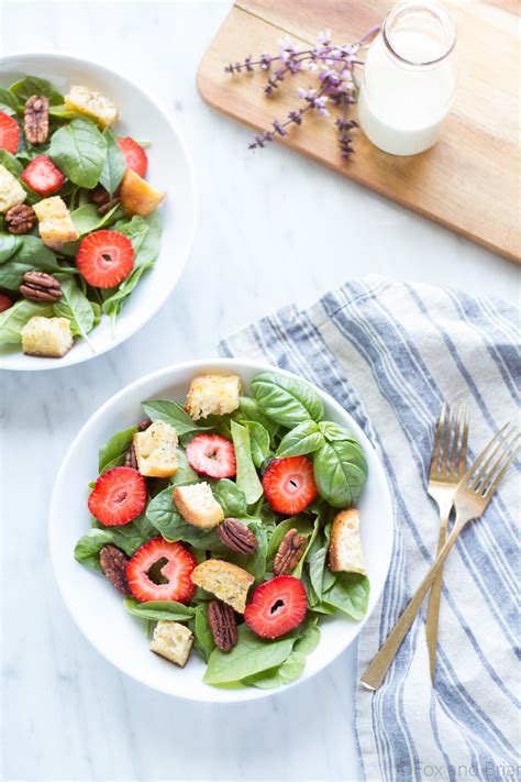 This Strawberry Basil Pecan Salad With Goat Cheese Dressing Is A Sweet