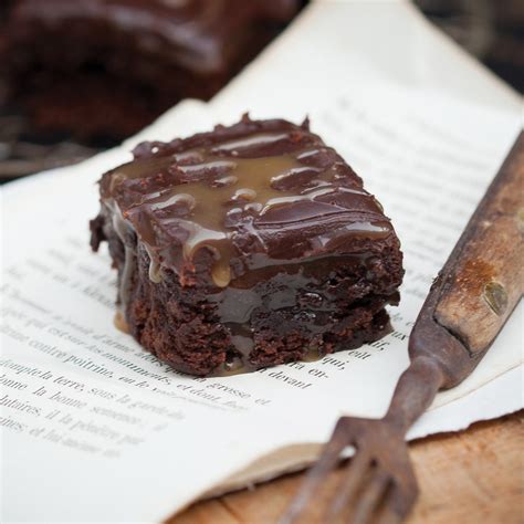 Caramel Layered Dark Chocolate Brownies Recipe Epicurious