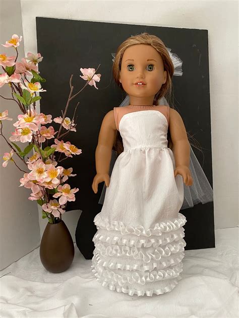 doll wedding dress 18 inch dolls crinkly rayon adorned by 5 etsy