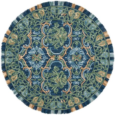 Check spelling or type a new query. Safavieh Blossom Navy/Green 6 ft. x 6 ft. Round Area Rug ...