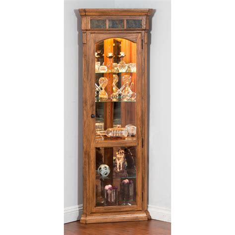 Sauder anda norr display cabinet l. Sunny Designs Sedona Corner Curio Cabinet - Rustic Oak ...