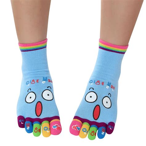 Fashion Women Cartoon Cute Socks Girls Five Finger Harajuku Kawaii Socks Cotton Funny Short Sock
