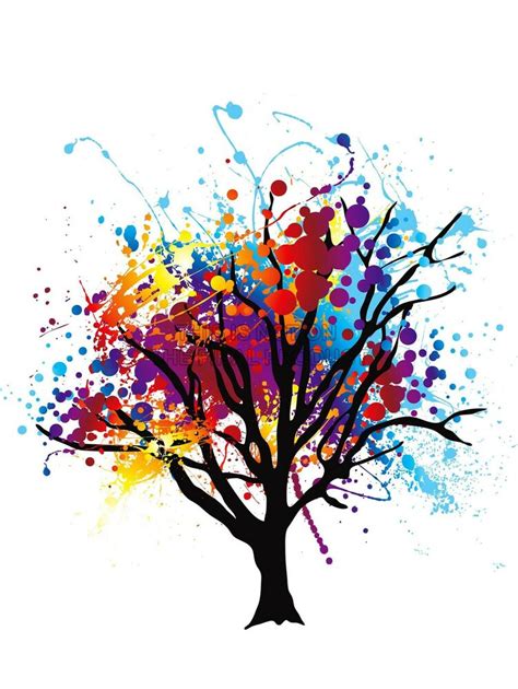 Paint Splat Abstract Tree Rainbow Photo Fine Art Print
