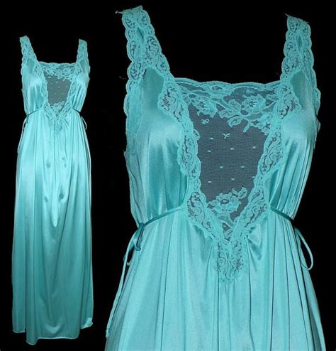 vintage long teal nightgown by lorraine 1970s size small vintage shoes vintage dresses nice