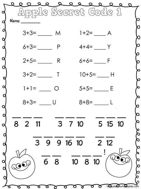 1st Grade Worksheets Leading Up To Apple Day