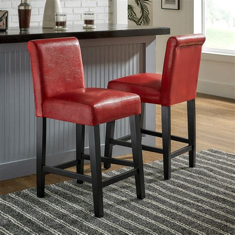 Weston Home Arica 24 Faux Leather Counter Height Stool Set Of 2 Red
