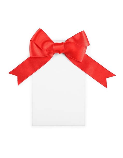 Premium Photo Note Card With Ribbon Bow On White Background