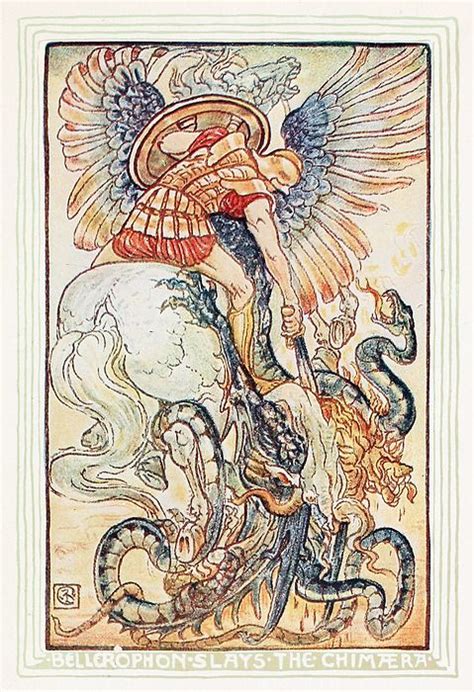Bellerophon Slays The Chimaera Illustration By Walter Crane From A