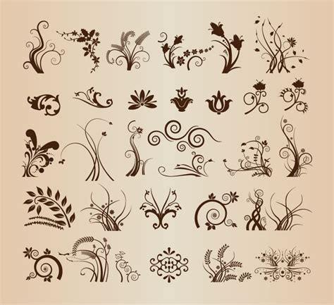 Various Floral Element Vector Collection Free Vector Graphics All