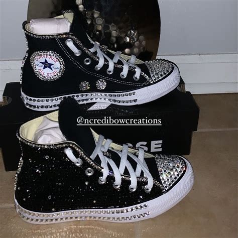 Black Shoes Converse Blinged Out Women Shoes Bedazzled Converse Diy Rhinestone Converse