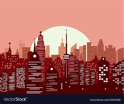 City Skyline At Sunset Royalty Free Vector Image