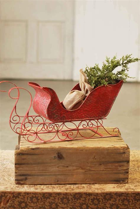 Red Christmas Sleighs Are A Must In My House Love This Metal Sleigh With Just Enough Scroll