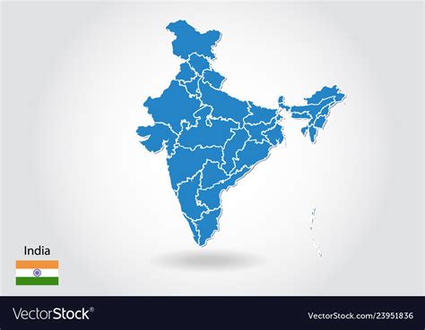 India Map Design With D Style Blue India Map And Vector Image