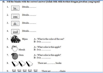 Lembar kerja matematika untuk usia paud playgroup dan tk kali ini masih tentang berhitung 1 5. SOAL MID SEMESTER GASAL BAHASA INGGRIS - Sinau Inggris.com