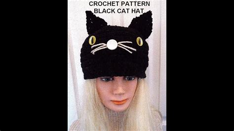 Crochet Pattern Black Cat Hat Halloween Hat All Sizes Newborn To