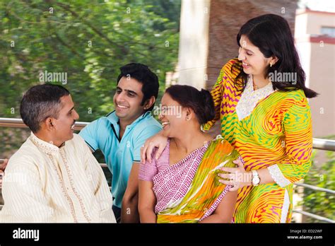 Indian Parents Adults Son And Daughter Enjoy Stock Photo Alamy
