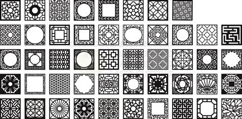 Kit 48 Panels Patterns Decorative Square Grids For Laser Cutting Dxf