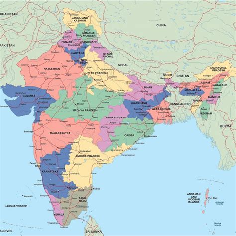 Kaart Van De Regio S Van India Politieke En Staatskaart Van India
